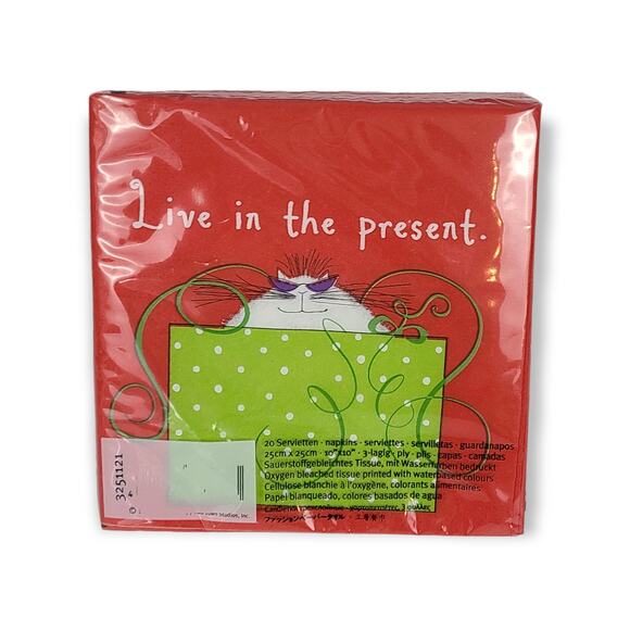 NIP Live in the present cat paper napkins 3 ply decoupage crafts hobby - Picture 3 of 3